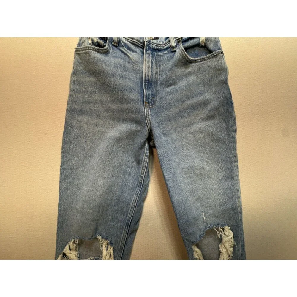 Abercrombie & Fitch 90s Straight Jeans Womens 26/2 Blue Denim Hi-Rise Distressed - Picture 4 of 12